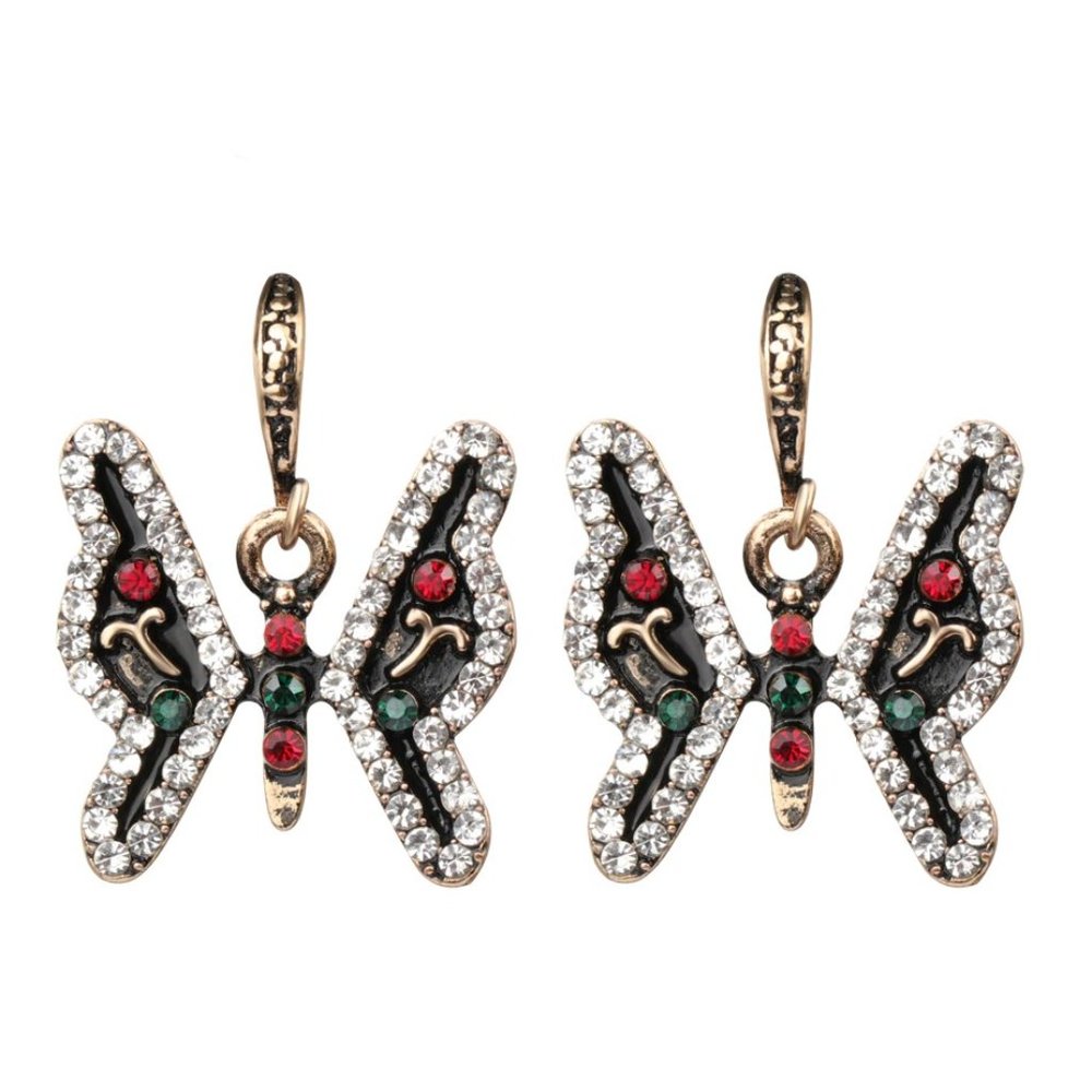 Turkish Crystal Enamel Butterfly Earrings - Picture 3 of 16